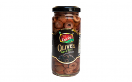 Vishaal Entree Olives Natural Black Slices  Glass Jar  250 grams